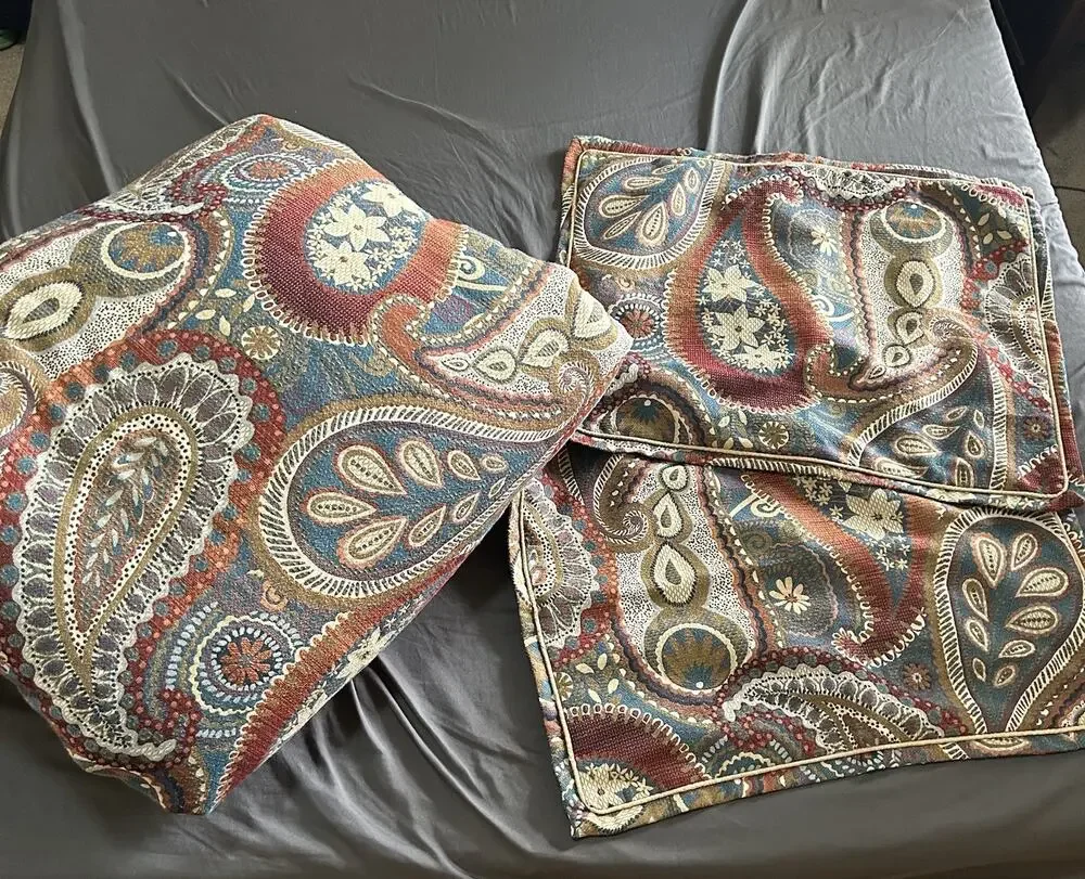 EUC Pier 1 Imports Earth Tones Paisley floral King Comforter Shams Retired